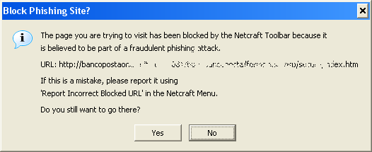 Netcraft Toolbar blocked site